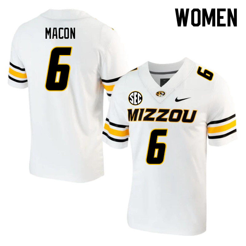 Women #6 Tyler Macon Missouri Tigers College 2023 Football Stitched Jerseys Sale-White